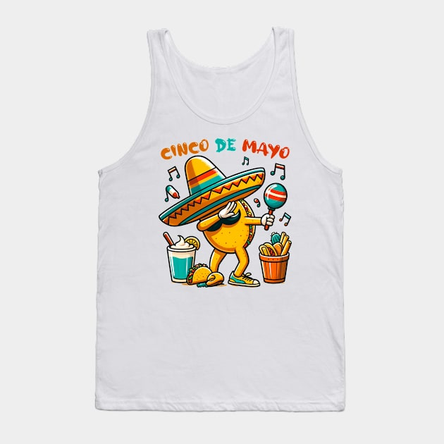 Maracas Cinco De Mayo Dabbing Taco Mexican Food Sombrero Tank Top by jadolomadolo